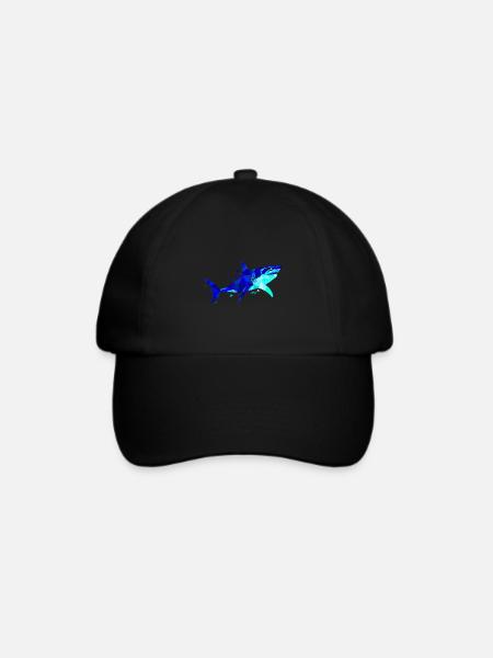 Hai Mandala geometrischer Hai Taucher - Baseballkappe - Schwarz/Schwarz