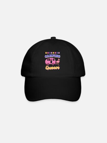 Flamingo Camping Queen Camper Damen - Baseballkappe - Schwarz/Schwarz