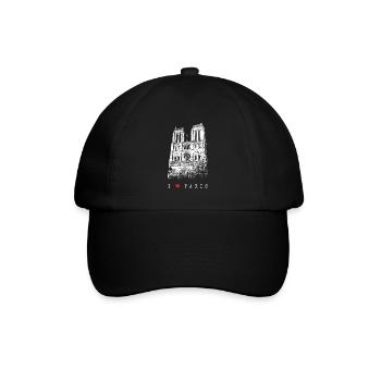 Notre Dame Paris Skyline Frankreich I Love Paris - Baseballkappe - Schwarz/Schwarz - Vorne