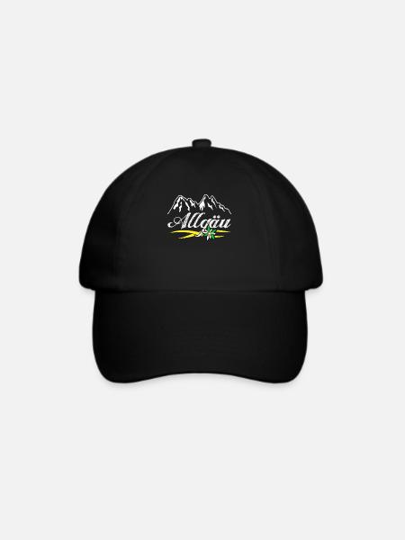 Allgäu Alpen Edelweiß Allgäuer - Baseballkappe - Schwarz/Schwarz