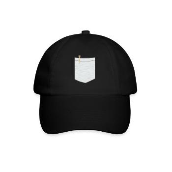 Brusttasche mit Kugelschreiber - Baseballkappe - Schwarz/Schwarz - Vorne