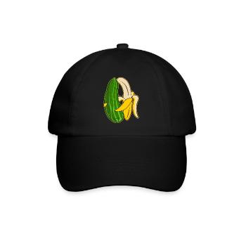Banane und Gurke in Umarmung - Baseballkappe - Schwarz/Schwarz - Vorne
