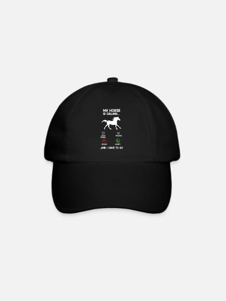 Mein Pferd ruft an - Ich muss los Reiterin - Baseballkappe - Schwarz/Schwarz