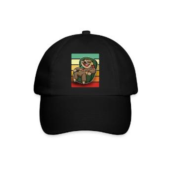 Faultier Sessel Pizza - Baseballkappe - Schwarz/Schwarz - Vorne