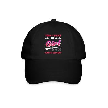 Schieße wie ein Mädchen Damen Sportschütze - Baseballkappe - Schwarz/Schwarz - Vorne