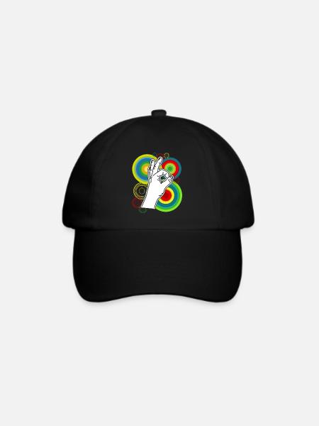 Reingeschaut Retro lustig Reingeguckt - Baseballkappe - Schwarz/Schwarz