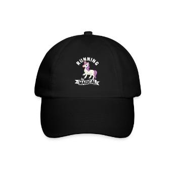 Einhorn Lustig Jogging Pferd Reiten Läufer Laufen - Baseballkappe - Schwarz/Schwarz - Vorne
