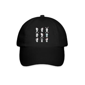 Weißes Kaninchen Emoticons Hase - Baseballkappe - Schwarz/Schwarz - Vorne