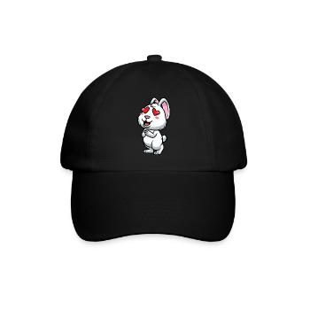 Weißes Kaninchen Emoticons Hase - Baseballkappe - Schwarz/Schwarz - Vorne