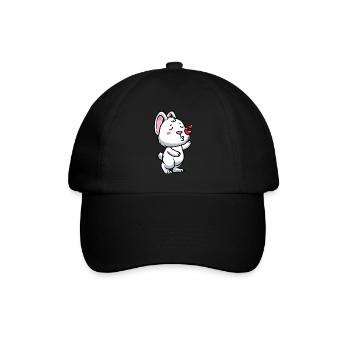Weißes Kaninchen Emoticons Hase - Baseballkappe - Schwarz/Schwarz - Vorne