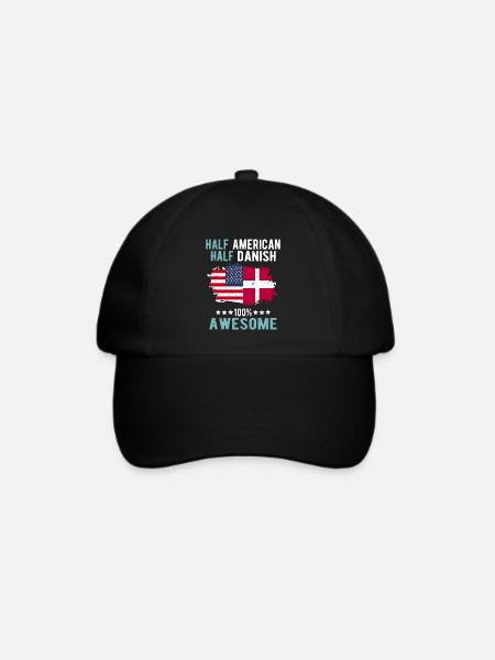 Halb Amerikaner Halb Däne - Baseballkappe - Schwarz/Schwarz