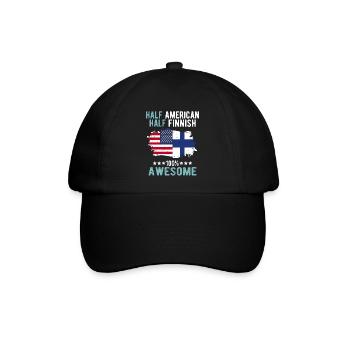 Halb Amerikaner Halb Finne - Baseballkappe - Schwarz/Schwarz - Vorne