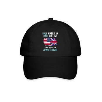 Halb Amerikaner Halb Brite - Baseballkappe - Schwarz/Schwarz - Vorne