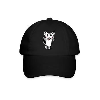 Weißer Tiger Emoticon Bengalischer Tiger - Baseballkappe - Schwarz/Schwarz - Vorne