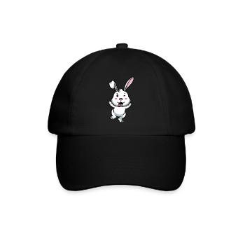 Weißes Kaninchen Emoticon Hase - Baseballkappe - Schwarz/Schwarz - Vorne