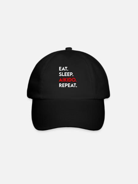 eat sleep aikido repeat - Baseballkappe - Schwarz/Schwarz