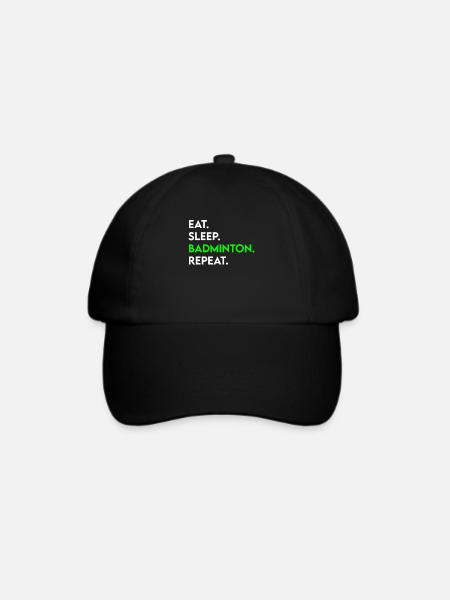 eat sleep badminton repeat - Baseballkappe - Schwarz/Schwarz
