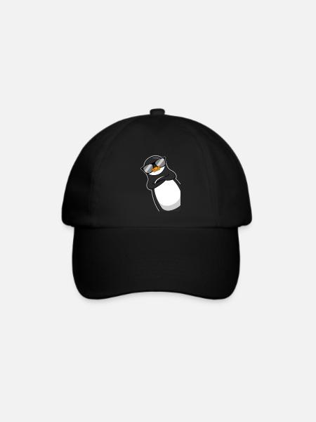 Lustiger Pinguin Mit Sonnenbrille Cooles Geschenk - Baseballkappe - Schwarz/Schwarz