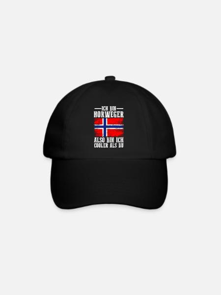 Skandinavien Norwegen Norweger Norwegisch - Baseballkappe - Schwarz/Schwarz