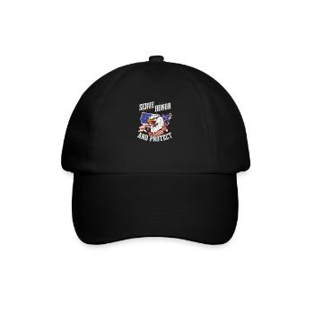 4. Juli Polizist dient Ehre und Schutz - Baseballkappe - Schwarz/Schwarz - Vorne