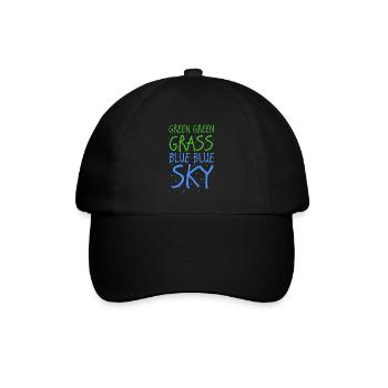 Grünes grünes Gras blauer blauer Himmel - Baseballkappe - Schwarz/Schwarz - Vorne