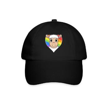 Schaf Lgbt Regenbogen Farben - Baseballkappe - Schwarz/Schwarz - Vorne