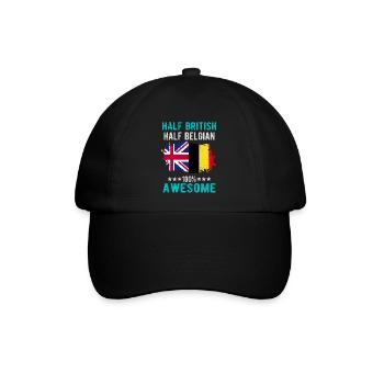 Halb Brite Halb Belgier - Baseballkappe - Schwarz/Schwarz - Vorne