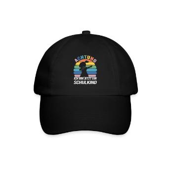 Schulkind Schulmädchen Erstklässlerin Erste Klasse - Baseballkappe - Schwarz/Schwarz - Vorne