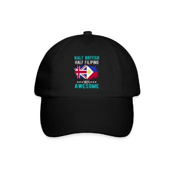 Halb Brite Halb Philippiner - Baseballkappe - Schwarz/Schwarz - Vorne