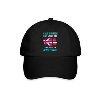 Halb Brite Halb Norweger - Baseballkappe - Schwarz/Schwarz - Vorne