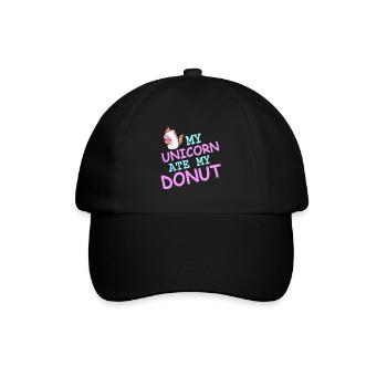 My Unicorn Ate My Donut Funny Unicorn T-Shirt - Baseballkappe - Schwarz/Schwarz - Vorne