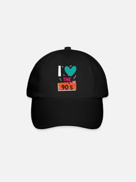I Love The '90s 1990 Vintage Nineties Party 1990er - Baseballkappe - Schwarz/Schwarz
