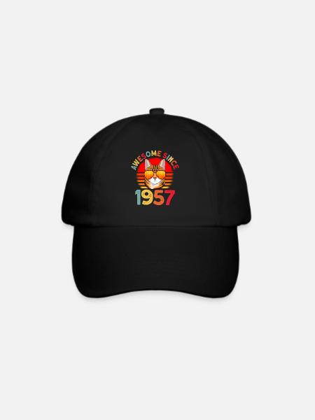 Awesome since 1957 Katze 65. Geburtstag Geschenk - Baseballkappe - Schwarz/Schwarz