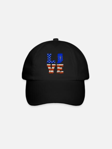 Liebe Indiana Geschenk - Baseballkappe - Schwarz/Schwarz