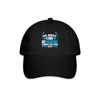 Zahnarzt Bohren Zahn Geschenk - Baseballkappe - Schwarz/Schwarz - Vorne