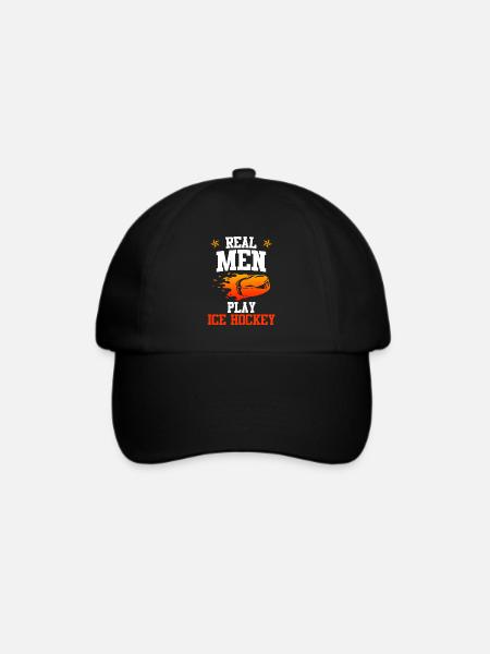 Echte Kerle spielen Eishockey - Baseballkappe - Schwarz/Schwarz