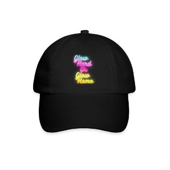 Glow Hard oder Glow Home - Baseballkappe - Schwarz/Schwarz - Vorne
