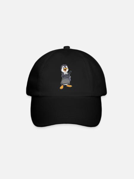 Pinguin Friseur Kamm - Baseballkappe - Schwarz/Schwarz