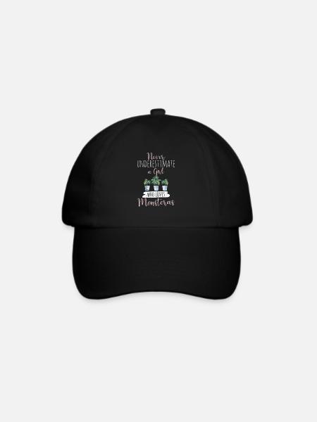 Never Underestimate A Girl Who Loves Monstera Mons - Baseballkappe - Schwarz/Schwarz