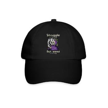 Struggle Is The Enemy But Weed Is The Remedy - Baseballkappe - Schwarz/Schwarz - Vorne