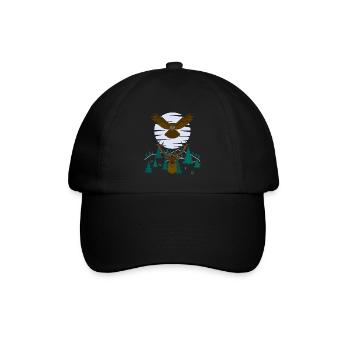 Rothirsch Eulen Vogel Tier Motiv - Baseballkappe - Schwarz/Schwarz - Vorne