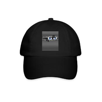 Augen auf - Überwachung Spion Neugierig - Baseballkappe - Schwarz/Schwarz - Vorne