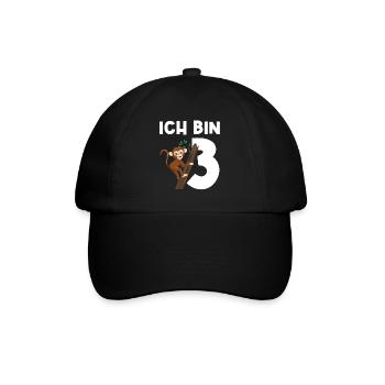 3.Geburtstag Affe Geburtstagsparty Geschenk - Baseballkappe - Schwarz/Schwarz - Vorne