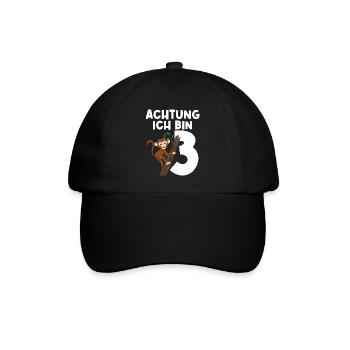 3.Geburtstag Affe Geburtstagsfeier Geschenk - Baseballkappe - Schwarz/Schwarz - Vorne
