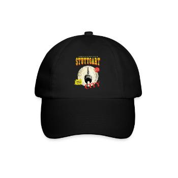 Stuttgart Deutschland Stadt Skyline Vintage Retro - Baseballkappe - Schwarz/Schwarz - Vorne