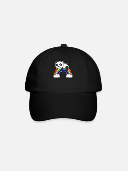 Regenbogen Panda - Baseballkappe - Schwarz/Schwarz