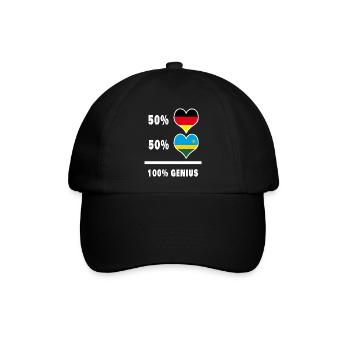 Deutschland und Ruanda 100% Genial / Geschenk - Baseballkappe - Schwarz/Schwarz - Vorne