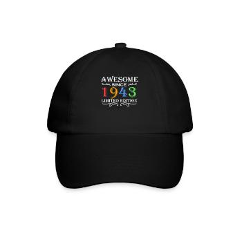 1943 - Jahrgang 1943 - Fantastisch seit 1943 - Baseballkappe - Schwarz/Schwarz - Vorne