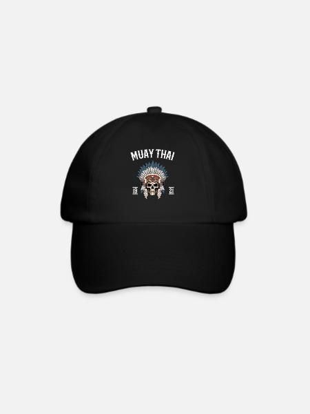 Muay Thai - Skelett-Kriegshaube Thai-Boxen - Baseballkappe - Schwarz/Schwarz