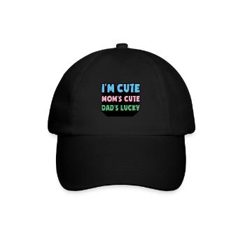 Mama Papa Baby I'm Cute Mom's Cute Dad's Lucky - Baseballkappe - Schwarz/Schwarz - Vorne